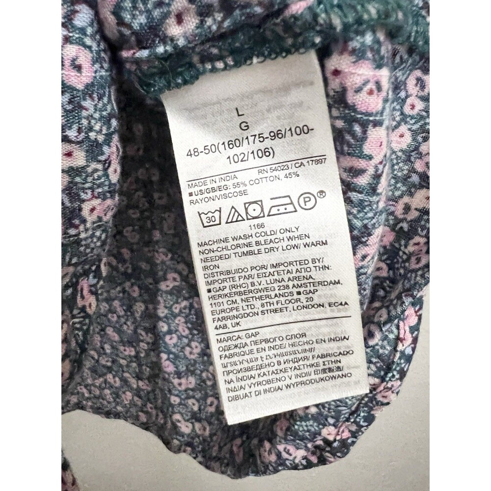 GAP Navy Floral Button-Front Blouse with Pink Accents - Picture 6 of 9